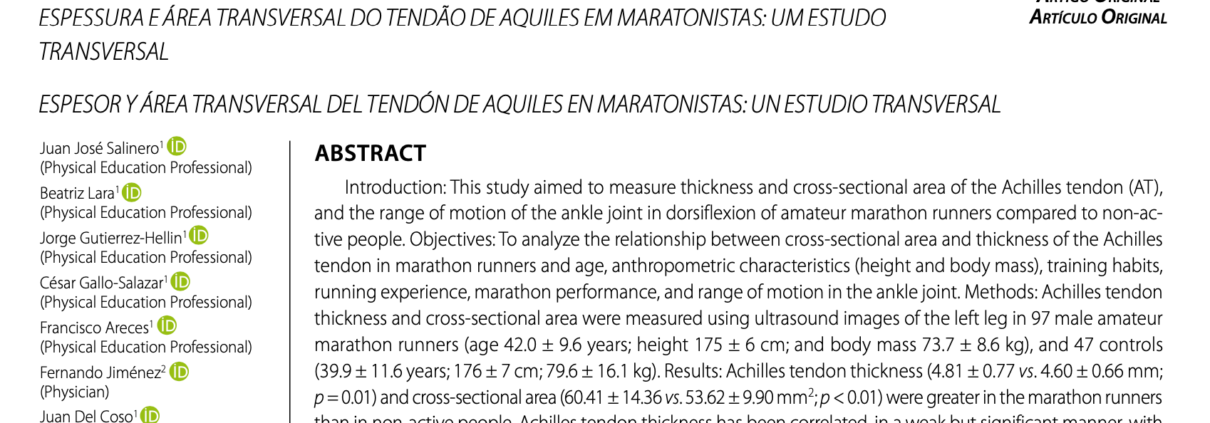 THICKNESS AND CROSS-SECTIONAL AREA OF THE ACHILLES TENDON IN MARATHON RUNNERS: A CROSS-SECTIONAL STUDY